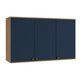 Armário Aéreo Celeste Kappesberg 100% MDF 3 Portas Nogueira/Azul 120cm