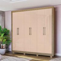 Guarda Roupa Casal Kappesberg com Pés 6 Portas 4 Gavetas Nogueira Macadâmia