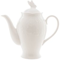 Bule Porcelana Lyor Branco 1L New Bone Butterfly Flower Mesa Posta Café Chá