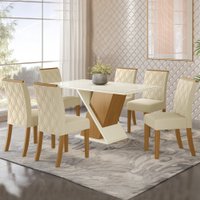 Mesa de Jantar 6 Lugares Alice com Vidro