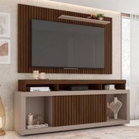 Rack com Painel para TV até 65 Polegadas New Oscar 2 Portas Ripado - Marrom