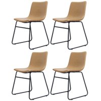 Kit com 4 Cadeiras Denver Assento em MDF e Base em Aço Fratini Caramelo