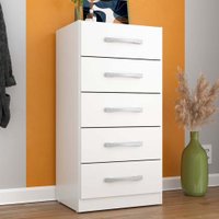 Comoda 5 gavetas Savana em MDP Pintura UV Fosco Rodial Branco