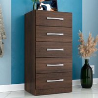 Comoda 5 gavetas Savana em MDP Pintura UV Fosco Rodial Cacau