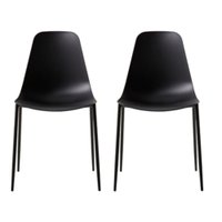 Kit com 2 Cadeiras Miami Com Assento em Polipropileno e Base em Aço Pintado Fratini - Preto