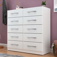 Cômoda Torres 10 Gavetas em MDP com Pintura UV Fosco Rodial Branco