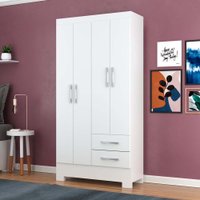 Guarda Roupa Imperatriz em MDP com 4 Portas e 2 Gavetas Rodial Branco