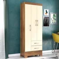Guarda Roupa Rio Grande em MDP com 3 Portas e 2 Gavetas Rodial Nature/offwhite
