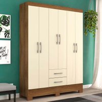 Guarda Roupa Natal em MDP com 6 Portas e 2 Gavetas Rodial Nature/offwhite