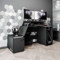 Mesa Gamer e Escritório XT RACER SPACE TWO Preta Politorno - Preto com Branco