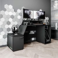 Mesa Gamer e Escritório XT RACER SPACE TWO Preta Politorno - Preto com Verde