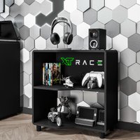 Estante Gamer e Escritório XT RACER FORCE ONE Preta Politorno - Preto com Verde