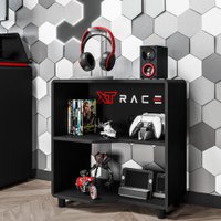 Estante Gamer e Escritório XT RACER FORCE ONE Preta Politorno - Preto com Vermelho