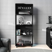 Estante Gamer e Escritório XT RACER FORCE TWO Preta Politorno - Preto com Branco
