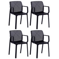 Kit com 4 Cadeiras Sardenha resistente a umidade e mudanças de temperatura Fratini Preto