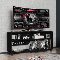 Rack Gamer e Escritório XT RACER MAX AIR 120cm Preto Politorno - Preto com Branco