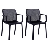 Kit Com 2 Cadeiras Sardenha resistente a umidade e mudanças de temperatura Fratini Preto
