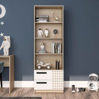 Estante Aberta Domi 60,5cm com 2 Gavetas em MDP Politorno - Creme/Branco