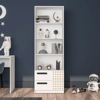 Estante Aberta Domi 60,5cm com 2 Gavetas em MDP Politorno - Branco com Creme