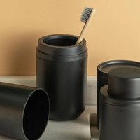 Porta Escova de Dentes com Tampa Bold para Banheiro Lavabo Pia Ou Preto Fosco