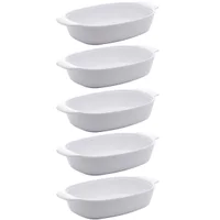 Kit 5 Travessas para Servir de Melamina Branca 23cm com Alças para Restaurantes Casa Milão Lyor