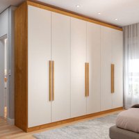 Guarda-Roupa Casal Madalena 6 Portas 4 Gavetas 100% Mdf Peroba/Off White - Panorama Móveis
