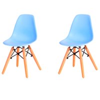 Kit com 2 Cadeira Flórida Kids Com Assento em Polipropileno e Base Madeira Fratini - Azul