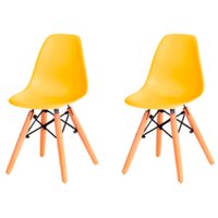 Kit com 2 Cadeira Flórida Kids Com Assento em Polipropileno e Base Madeira Fratini - Amarelo