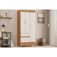 Guarda Roupa Solteiro 3 Portas e 2 Gavetas Wind Amêndola/Off White - Demóbile