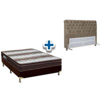 Cama Box Queen CRC Mais Colchão Ortopédico Ortobom Mais Cabeceira Imperatriz Suede Marrom