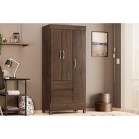 Guarda Roupa Solteiro 3 Portas e 2 Gavetas Wind Ébano Touch - Demóbile