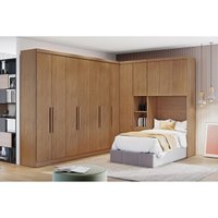 Modulado de Quarto Guarda Roupa Rizon c/ 6 Portas e 4 Gavetas Freijo Cumaru - Novo Horizonte