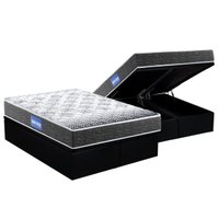 Cama Box Baú King: Colchão Espuma Probel D23 Guarda Costas Super Resistente + Base CRC Suede Black(193x203)