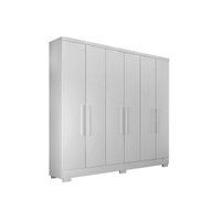 Guarda Roupa 6 Portas e 4 Gavetas c/ Espelho e Pés Milly Branco - Novo Horizonte