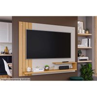Painel Home p/TV até 50 Polegadas Dunas Ripado c/ Prateleiras 135x108cm Off White/Nature - Permóbili