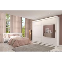 Guarda Roupa Casal 2 Portas de Correr e 4 Gavetas c/ Espelho Blumenau Branco - Panan