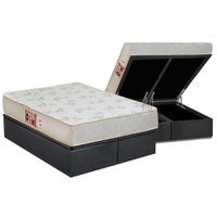 Cama Box Baú King: Colchão Espuma Castor D33 Sleep Max Relax + Base CRC Suede Gray(193x203)
