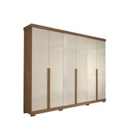 Guarda Roupa Casal 6 Portas e 6 Gavetas c/ Pés Guarapari Avelã/Off White - Panan