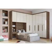 Modulado de Quarto Armário Ponte Aéreo Solteiro Rizon c/ 3 Portas Branco - Novo Horizonte