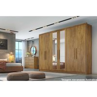 Guarda Roupa Casal 6 Portas e 6 Gavetas c/ Espelho Robust Plus Freijo Cumaru - Novo Horizonte