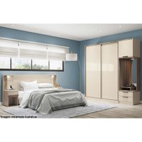 Guarda Roupa Casal 2 Portas de Correr e 4 Gavetas Tívolli Off White/Castanha - Santos Andirá