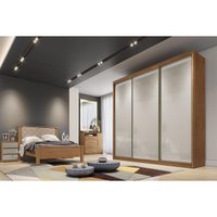 Guarda Roupa Casal 3 Portas de Correr e 8 Gavetas Diamond/Londres Freijo Cumaru c/ Fendi - Novo Horizonte