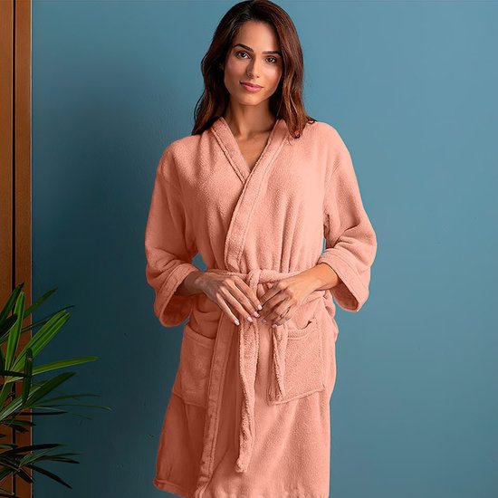 Roupão Plush Microfibra Kimono Unissex Feminino e Masculino Atlântica - VELUDO ROSA - G