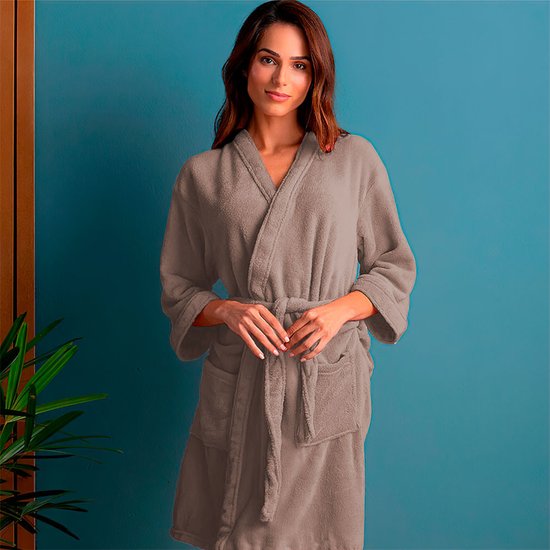 Roupão Plush Microfibra Kimono Unissex Feminino e Masculino Atlântica - LINHO - M