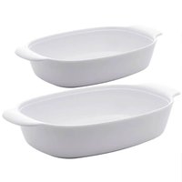 2 Travessas Melamina Branca P e M com Alças Laterais para Servir Arroz Saladas Lyor