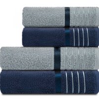 Jogo Toalhas 4 Peças - Banho e Rosto Algodão Fio Open End Otto Karsten - Emcompre Cor: Azul