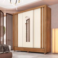 Guarda Roupa Casal Espelho 3 PT Correr 32120 Amendola Off White Flex Demobile
