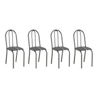 Kit 4 Cadeiras de Cozinha Califórnia Estampado Preto Listrado Pés de Ferro Preto - Pallazio