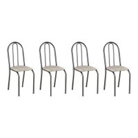 Kit 4 Cadeiras de Cozinha Califórnia Estampado Rattan Bege Pés de Ferro Preto - Pallazio