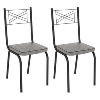 Kit 2 Cadeiras de Cozinha Colorado Estampado Platina Pés de Ferro Preto - Pallazio
